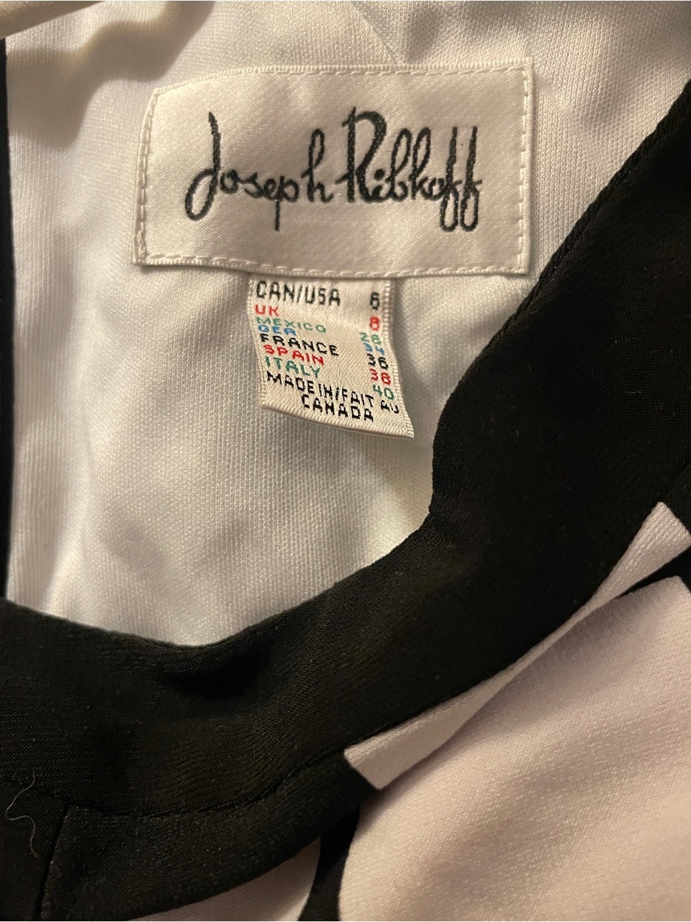 Joseph Ribkoff Geometric Black White Ruched Sheath Knee Length Dress Size 6 - Picture 5 of 7